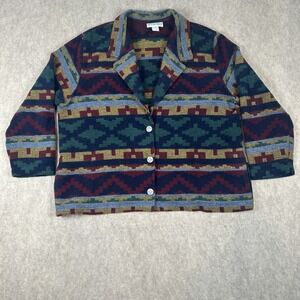 Vintage Willow Ridge Southwestern Aztec Western Wool Blend Jacket Size 24W